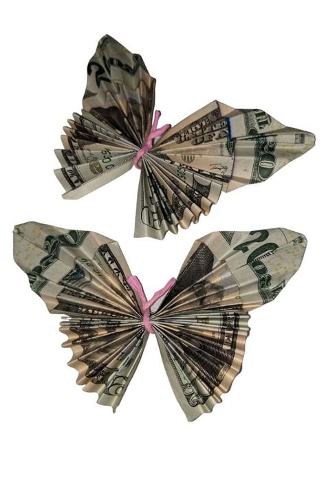 Butterfly Money Gift Easily Do It Yourself - Grinswin Fold Money Into Bunny, Dollar Bill Butterfly, Butterfly Dollar Bill, Butterfly Money, Money Butterfly Origami, Money Butterfly, Easy Money Origami, Money Origami Tutorial, Origami Butterfly Easy