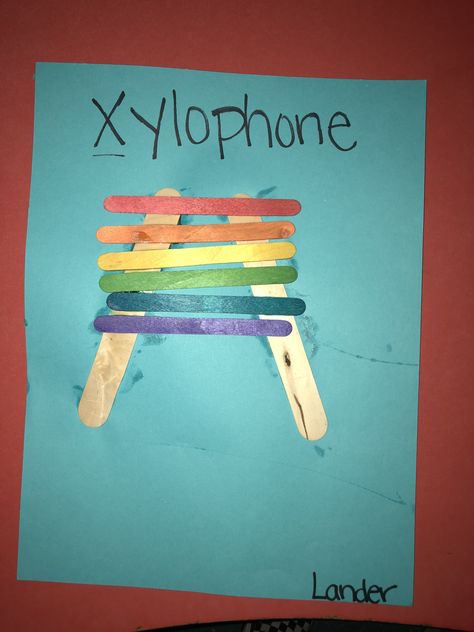 Xylophone for the letter x! #letterx #craft #popsiclesticks #preschool X Crafts Preschool, Letter X Arts And Crafts For Preschool, Letter W Art Preschool, Letter X Activities For Preschoolers, X Preschool Crafts, Letter X Crafts For Toddlers, X Is For Craft, X Is For, W Crafts For Preschool