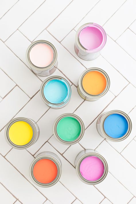 Rainbow Paint Colors Behr, Painted Playroom Walls, Rainbow Shiplap Wall, Rainbow Painted Walls, Rainbow Wall Paint, Rainbow Accent Wall, Rainbow Stripe Wall, Rainbow Interior, Rainbow Walls