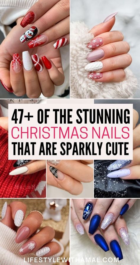 Christmas couldn't get here any sooner! If you are searching for the cutest set of Christmas Nail Art Ideas, look no further! Here are over 40 insane festive and magical Christmas nails that are bound to impress and get you ready for the holiday season! Christmas nail designs easy Simple Glitter Christmas Nails, Simple Sparkly Christmas Nails, Festive Nails Christmas Sparkle, Cutest Christmas Nails, Sparkly Nails Christmas, Christmas Nail Designs 2023, Glitter Christmas Nails, Reflective Glitter Nails Christmas, Glittery Christmas Nails