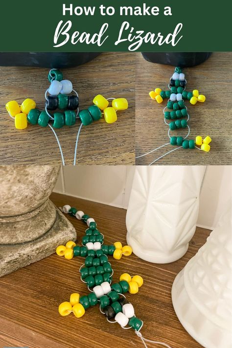 how to make a bead lizard Lizard Craft, Bead Lizard, Boredom Busters For Kids, Beading For Kids, Friends Diy, Craft Lovers, Craft Tutorial, Fun Crafts For Kids, Kid Crafts