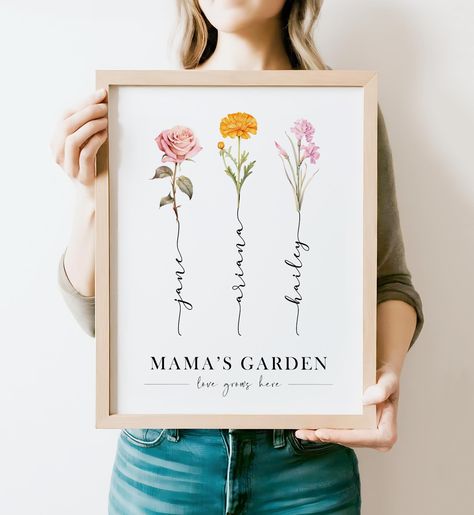 Grandma's Garden Birth Flower Sign Personalized Gift for Grandma Family Birth Flower Bouquet with Grandkids Names Personalized Printable PDF Nanas Garden Signs, Grandmas Garden Birth Flowers, Grandmas Garden Sign, Family Birth Flower Bouquet, Grandma Garden, Birth Flower Bouquet, Flower Sign, Grandma's Garden, Grandmas Garden