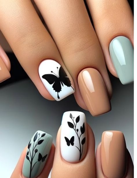 Nails Flowers, Butterfly Nail Designs, Nails Dip, Nails Brown, Watermelon Nails, Butterfly Nail Art, Cute Spring Nails, Pink Nail Art, Nails Spring