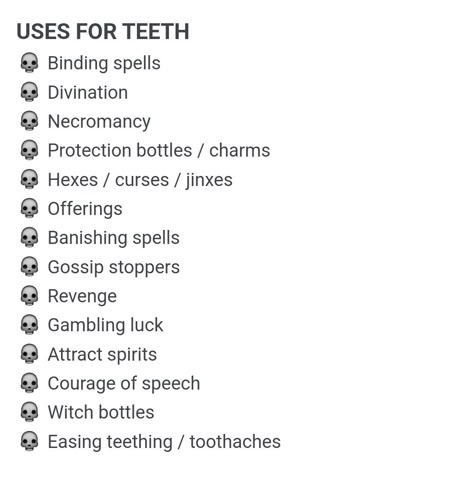 Teeth Witchcraft, Necromancy Witchcraft, Grimoire Topics, Witchy Ingredients, Necromancy Spells, Spell Journal, Witchcraft Meaning, Star Sketch, Theistic Satanism