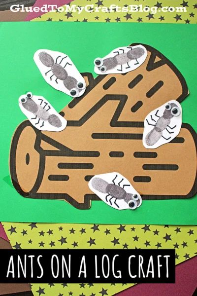 Ants On A Log Craft Idea For Kids - Glued To My Crafts Ants On A Log Craft, Log Math, Buckeye Recipe, Ants On A Log, Ant Crafts, Math Crafts, Virtual School, Kid Craft, Daycare Crafts