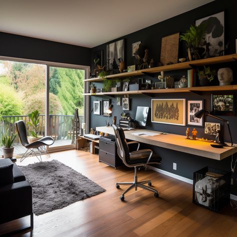 Modern Home Offices, Home Office Layout, Office Aesthetic, Home Studio Setup, Home Office Ideas, Home Office Setup, Home Office Space, Office Setup, Home Office Organization