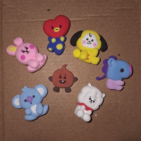 #koya #rj #chimmy #tata #cooky #mang #shooky #bt21 #foamclay #art #sagwaaein Soft Clay Ideas Easy, Shooky Bt21, Koya Bt21, Rj Bt21, Cooky Bt21, Light Clay, Soft Clay, Easy Paper Crafts Diy, Art Jewelry Contemporary