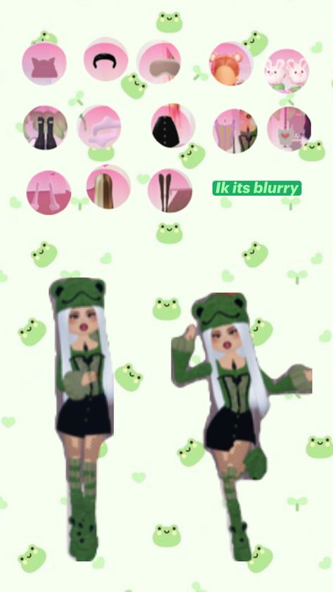 Ik it’s blurry hope you can still see Froggy Outfit, Roblox Theme, Vip Dress, Dress Impress, Hair Roblox, Id Roblox, Roblox Dress, Black Hair Roblox, Roblox Code