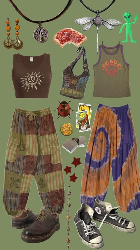 hippie Hippy Outfits, Hippie Outfit Ideas, Hippie Outfit Inspo, Hippie Boho Outfits, Dark Hippie, Hippie Core, Hippie Fits, Outfit Hippie, Hippie Women