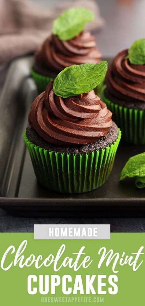 Chocolate Mint Cupcakes Recipe, Mint Chocolate Frosting, Chocolate Mint Frosting Recipe, Mint Buttercream Frosting, Mint Ganache, Andes Mint Cupcakes, Chocolate Mint Cupcakes, Mint Buttercream, Mint Chocolate Cupcakes