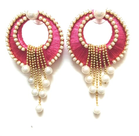 hey guys, buy beautiful silk thread earrings for wedding and traditional function. Silk Thread Earrings Handmade, Ear Ring Design, Silk Thread Jhumkas, Silk Thread Earrings Designs, Desi Jewellery, Thread Accessories, Butterfly Video, Chand Bali, Bali Design