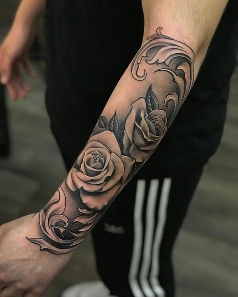 Elbow Rose Tattoo Men, Rose Tattoo Men Forearm Half Sleeves, Forearm Rose Tattoo For Men, Rose Sleeve Tattoo For Men, Tatoos Color, Best Forearm Tattoos For Men, Tato Jam, Best Forearm Tattoos, Forearm Tattoos For Men