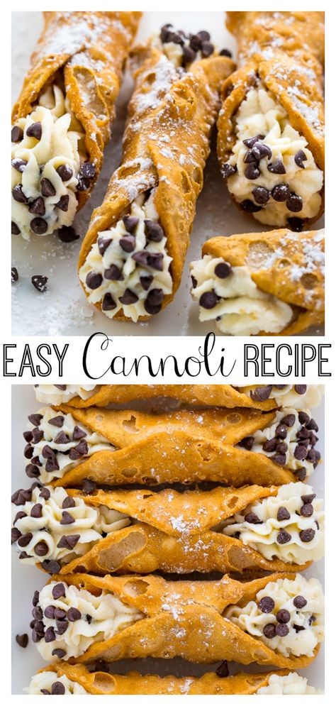 Easy 5-Ingredient Cannolis Recipe - Baker by Nature Cannoli Cake Pops, Canolli Recipe Cannoli Filling, Canollis Recipe Italian, Canoli Cupcakes Recipe, Easy Canolis Recipe, Canoli Shell Recipe Easy Cannoli Shells, Canolis Recipe Italian Easy, Italian Dessert Bar, Cannoli Recipe Shell