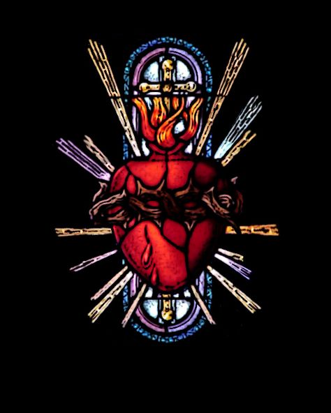 Catholic Church Stained Glass, Sacred Heart Tattoo, Lancaster California, Catholic Symbols, Sacred Heart Tattoos, Stained Glass Windows Church, Religious Tattoos, The Sacred Heart, Tableau Art