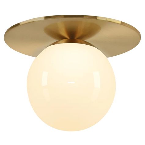 Latitude Run® Amma 12" Wide Flush Mount With Glass Shade In Blackened Bronze/White & Reviews - Wayfair Canada Brass Flush Mount Light, Modern Canopy, Pantry Ideas, Cfl Bulbs, Light Fixtures Flush Mount, Semi Flush Mount Lighting, White Milk Glass, Globe Lights, Diffused Light