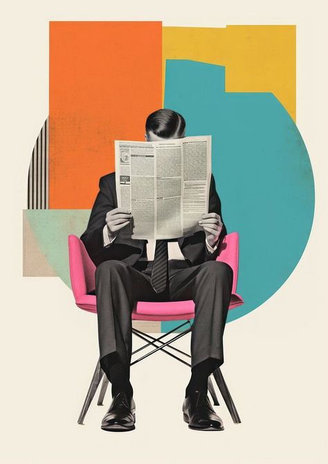 A business man reading newspaper on chair sitting publication relaxation. | premium image by rawpixel.com / Fluke Person Reading Newspaper, Old Man Reading Newspaper, Chair Collage, People Sitting Png, Collage Newspaper, Man Reading Newspaper, Newspaper Vintage, Newspaper Collage, Magazine Cover Ideas