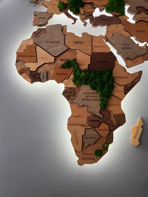 African Aesthetic, Wood World Map, Map Of Africa, Neutral Bedroom Decor, Jesus Christ Artwork, African Travel, African Art Paintings, Wooden Map, Wood Map