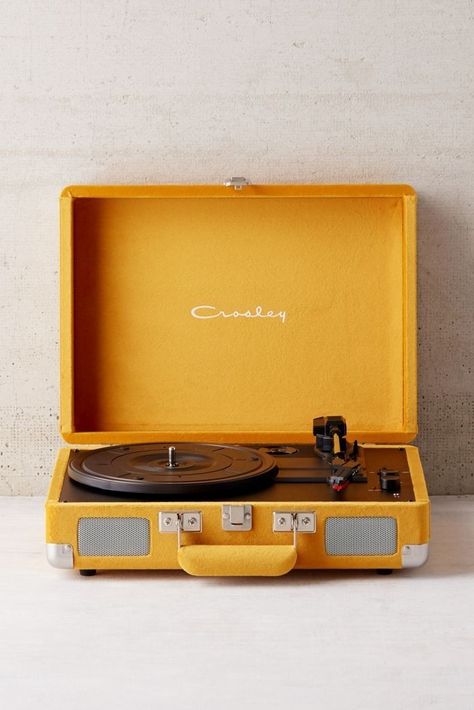 Bluetooth Record Player, Yellow Aesthetic Pastel, Bedroom Wall Collage, Orange Aesthetic, Picture Collage Wall, Yellow Walls, Record Players, Yellow Wallpaper, Photo Wall Collage