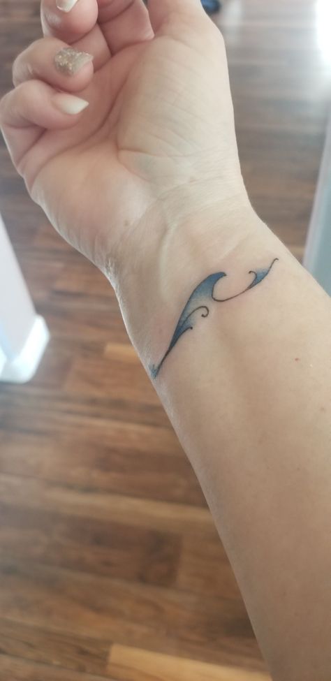 My Ocean View, wave,  blue, wrist, water! Sister Wave Tattoos, M Wave Tattoo, Infinity Ocean Tattoo, Wrist Wave Tattoos For Women, Ocean Wave Tattoos For Women Minimalist, Ocean Wave Wrist Tattoo, Wave Tattoo On Ankle, Wave Tattoo Simple Wrist, Blue Wave Tattoo