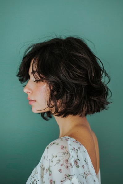 20+ Gorgeous Haircuts For Wavy Hair Wavy Bob Back View, Short Wavy Bob Curtain Bangs, Natural Short Wavy Hair With Curtain Bangs, Chin Length Hair Thick Wavy, Cute Wavy Hairstyles Short, Wavy Bob Square Face, Easy To Take Care Of Haircuts, Short Wavy Hair Middle Part, Medium Short Wavy Haircuts