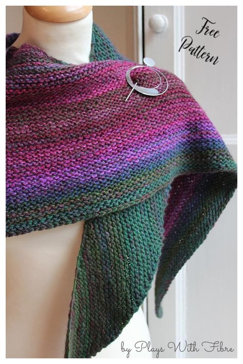 6 Triangle Garter Stitch Scarf Shawl Free Knitting Pattern - Page 2 of 2 Boomerang Shawl, Free Knit Shawl Patterns, Garter Stitch Scarf, Colour Gradient, Gradient Yarns, Knit Shawls, Knitted Shawl, Knitted Scarves, Prayer Shawl