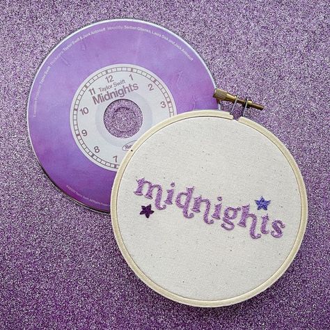 Taylor Swift Midnights Embroidery, Embroidered Top Diy, Swiftie Crafts, Purple + Core + Aesthetic, Taylor Swift Embroidery, Embroidery 101, Taylor Version, Diy Tote Bag Design, Swiftie Merch