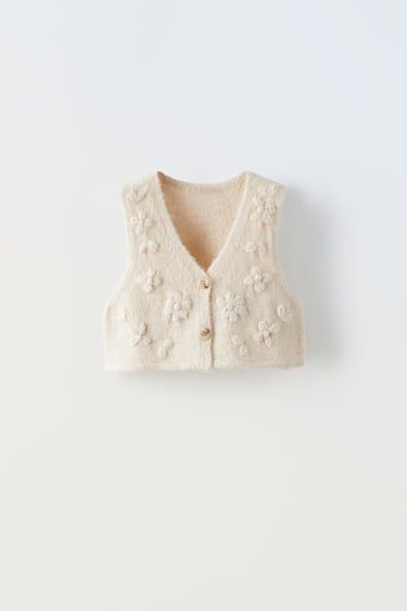 Baby Girls' Knitwear | ZARA United States Stylish Baby Girl Outfits, Crochet Bib, Stylish Baby Girls, Crochet Knit Dress, Bib Collar, Zara Baby, Jacquard Sweater, Floral Knit, Open Knit Sweater