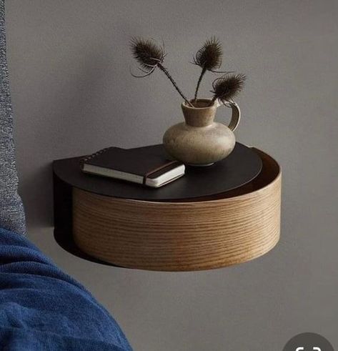 19 Floating Nightstand Ideas - GoTinySpace Wall Floating Shelves Decor, Outdoor Living Small Spaces, Wall Mirror Decor Ideas, Floating Shelves Decor, Minimal Nightstand, Wall Bedside Table, Bedside Shelves, Floating Nightstand Ideas, Wall Floating Shelves