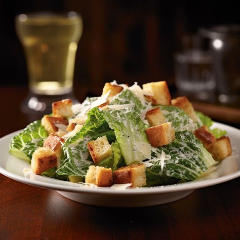 Fleming's Steakhouse's Caesar Salad Recipe Recipe | Recipes.net Salad With Romaine Lettuce, Wedge Salad Recipes, Broccoli Pasta Salads, Filet Mignon Recipes, Cheese Croutons, Creamed Corn Recipes, Lobster Recipes Tail, Classic Caesar Salad, Keylime Pie Recipe