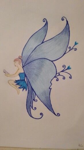 Fairy Pictures Drawing, Cute Fairy Drawing Easy, Fairy Sketch Simple, Small Fairy Drawing, Fairy Art Drawing Sketches Beautiful, Simple Fairy Drawing, Fairy Drawings Easy, Easy Fairy Drawing, Fairy Wings Drawing