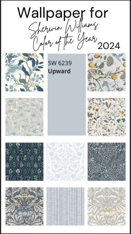 wallpaper to go with SW Upward 6239 Sea Salt Wallpaper, Study Room Wallpaper, Sherwin Williams Upward Kitchen, Sw 6239 Upward, Sw Upward Bedroom, Upward Sherwin Williams Bedroom, Upward Sherwin Williams Bathroom, Upward Paint Color, Sherwin Williams Upward Bathroom