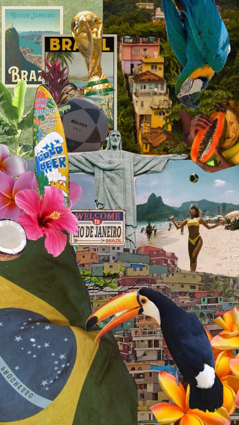 Brazil Aesthetic Collage, South American Aesthetic, Brasil Aesthetic Art, Brazil Aesthetic Wallpaper, Brazil Collage, Brazil Graffiti, Different Types Of Aesthetics, Brazil Wallpaper, Brazil Cities