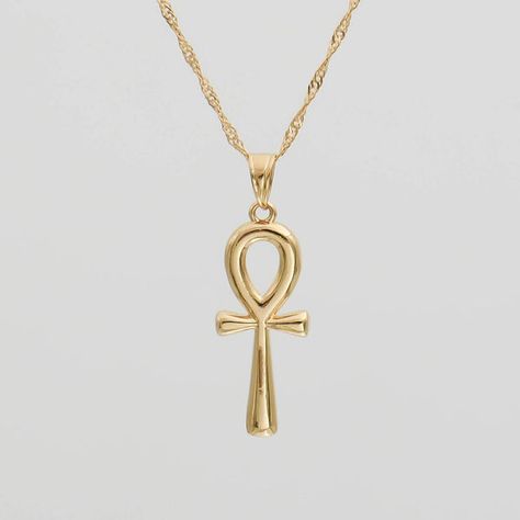 Ankh Pendant, Egyptian Ankh, Ankh Necklace, Egyptian Jewelry, Gold Rings Fashion, Stacked Jewelry, Jewelry Lookbook, Stainless Steel Pendant, Girly Jewelry