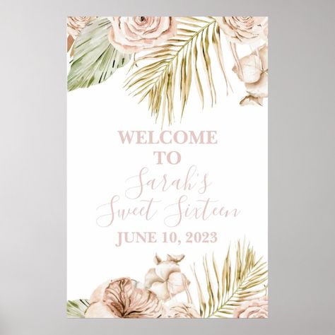 Boho Sweet 16 Welcome Sign - Sweet 16 Gifts Flower Sweet 16, Boho Sweet 16, Sweet 16 Welcome Sign, Birthday Welcome Sign, Sweet 16 Gifts, 16 Birthday, Sweet 16 Birthday, Party Signs, Sweet Sixteen