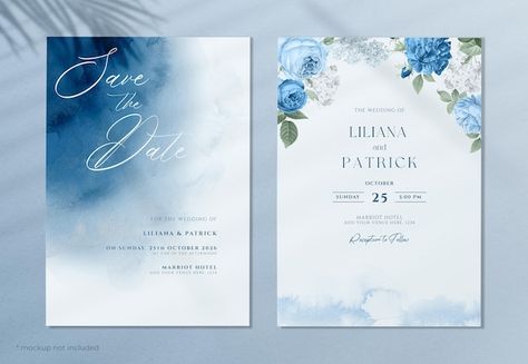 PSD watercolor floral wedding invitation... | Premium Psd #Freepik #psd #watercolor-invitation #rsvp #wedding-invitation-invitation-card #wedding-invitation-watercolor Blue Turquoise Wedding, Cavs Logo, Turquoise Wedding Invitations, Undangan Digital, Business And Advertising, Minimal Wedding Invitation, Wedding Elements, Free Psd Files, Wedding Invitations Romantic