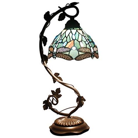 Small Tiffany Lamp, Bookcase Dresser, Glass Bedside Table Lamps, Night Stand Light, Bedroom Bookcase, Glass Bedside Table, Stained Glass Table, Stained Glass Table Lamps, Tiffany Table Lamps