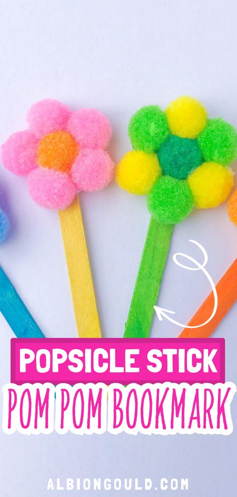 This easy popsicle stick pom pom bookmark is a great craft because kids won’t need help with it and it has the added bonus of being a usable bookmark for their summer reading. Here’s how to make these super cute bookmarks! Pom Pom Bookmark, Bookmarks Diy Kids, Easy Popsicles, Homemade Bookmarks, Babysitting Crafts, Craft To Make, April Crafts, Marker Crafts, Fun Classroom Activities