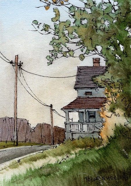 Peter Sheeler, Watercolor House Painting, Watercolor Art Landscape, Watercolor Architecture, Scenery Paintings, Architecture Drawing Art, 수채화 그림, Watercolor Landscape Paintings, Watercolor Art Lessons