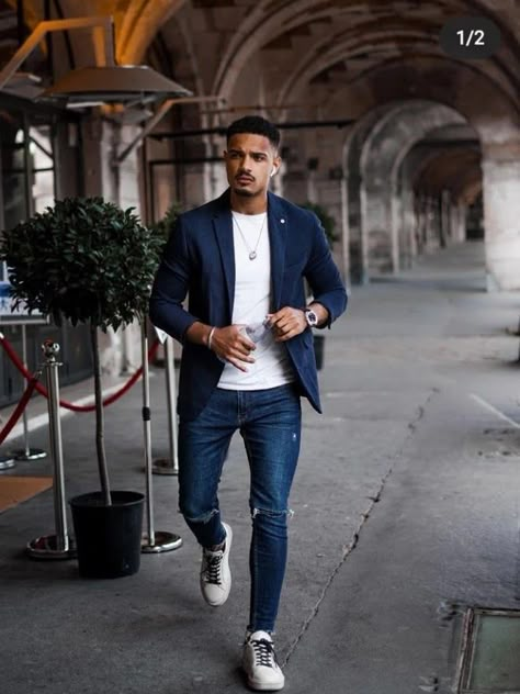 Blazer Mens Outfit, Casual Blazer Outfits Men, Blazer With Jeans Men, Navy Blue Blazer Outfit, Blue Blazer Outfit Men, Blazer Outfits For Men, Navy Blazer Outfits, Blue Jeans Outfit Men, Jeans Blazer Outfit