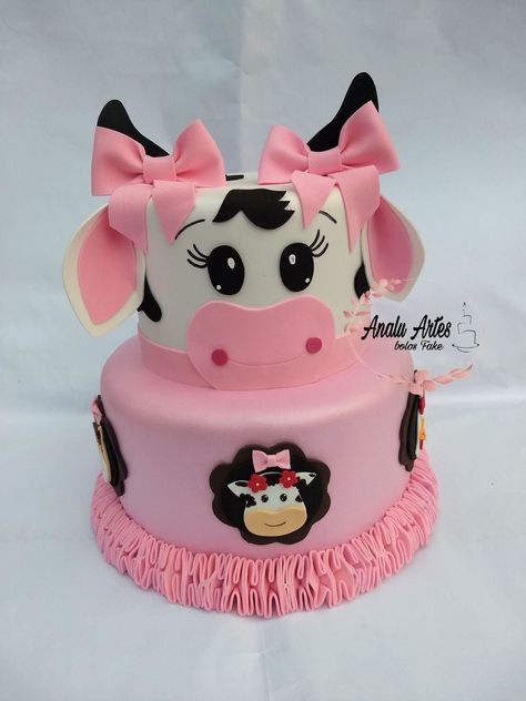 Cow Birthday, Bolo Fake, Aurora, 20 Cm, Cow, Lily, Baby Shower, Shower, Cake