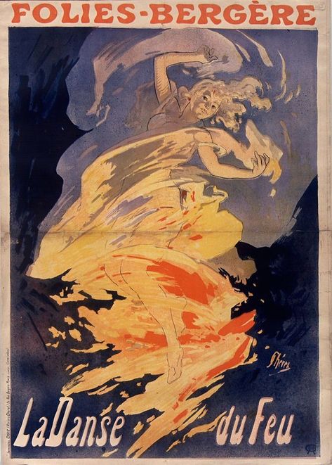 1890 by Jules Chéret. 19th cent. french music-hall poster - girl on fire! Toulouse Lautrec Poster, Jules Cheret, Victoria Art, Henri De Toulouse Lautrec, Art Nouveau Poster, Toulouse Lautrec, French Poster, Hur Man Målar, Poster Vintage