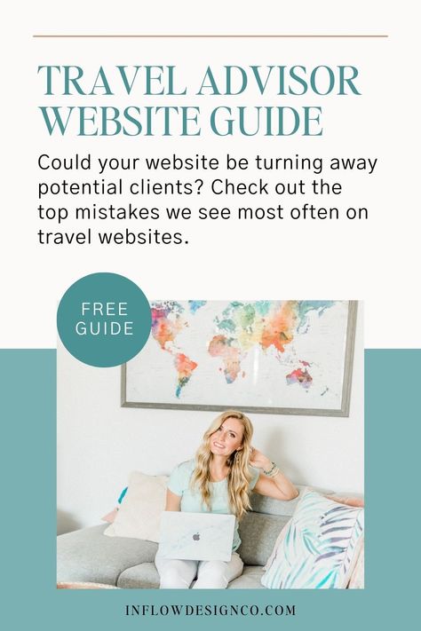 Could your website be turning away potential clients in your travel agency business? Grab this free guide that's full of tips to help you stand out and establish authority in your industry. If you're a travel agent, travel designer, or travel advisor you'll want to implement these tips- they'll get you that much closer to helping you create a website that truly attracts your dream clients! Travel Advisor Branding, Travel Agent Website, Travel Agency Business, Hospitality And Tourism Management, Travel Branding, Hospitality And Tourism, Tourism Management, Website Design Tips, Travel Advisor