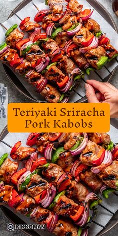 Fire up the grill for these Teriyaki Sriracha Pork Kabobs! Marinated in a spicy blend of Kikkoman® Teriyaki Baste & Glaze and Kikkoman® Sriracha Hot Chili Sauce, these kabobs are packed with flavor and ready in just 25 minutes. Perfect for a quick and delicious meal! Pork Skewers Kabobs, Italian Dips, Teriyaki Kabobs, Kebabs Recipes, Teriyaki Pork Chops, Pork Kebabs, Pork Kabobs, Hot Sandwich Recipes, Teriyaki Pork