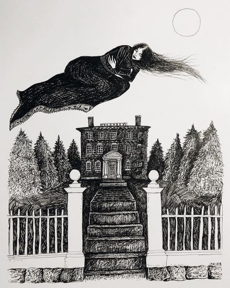 The last of my Salem October illustrations is depicting the "witch" who haunts the Joshua Ward House. This woman in black has been seen wandering the halls of the historic home (even caught in a photograph.) She is said to be one of the innocent victims of the trials. Joshua Ward built this home on the land once owned by Sheriff Corwin, who was a brutal witch hunter, executing the innocent in the hysteria of the 1600's. This structure has not only a long list of paranormal happenings but als... Bill Crisafi, The Woman In Black, Witchy Art, Art Things, Arte Inspo, Witch Art, Dark Room, Fine Art Photo, Black Artists