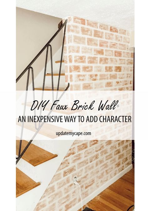 Painted Faux Brick Wall, Faux Brick Accent Wall, Fake Brick Wall, Brick Wall Bedroom, Diy Faux Brick Wall, Brick Wall Ideas, Diy Brick Wall, Faux Brick Wall Panels, Fake Brick