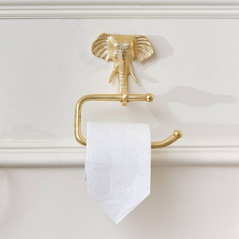 Elephant Towel, Spare Bathroom, Themed Bathroom, Scandinavian Style Home, Gold Elephant, Gold Bathroom, Wall Mounted Toilet, Bathroom Accessory Sets, Towel Ring