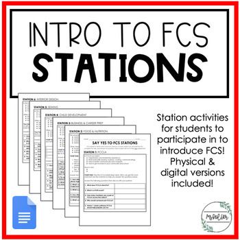 These fun station activities will help introduce the areas of Family and Consumer Sciences to your students! This resource includes both a physical in class version and a digital online option. Both are a Google Doc and completely editable. Also includes a supply list for the physical version! I use these with my 8th grade FCS Exploration classes. There are 6 station activities:FCCLAFood & NutritionChild DevelopmentInterior DesignSewingBusiness & Career Prep*UPDATED AUG 2024: updated FCC Family Consumer Science Classroom, Facs Lesson Plans, Fcs Teacher, Family Consumer Science, Facs Classroom, Science Bulletin Boards, Child Development Activities, Life Skills Class, Family And Consumer Science