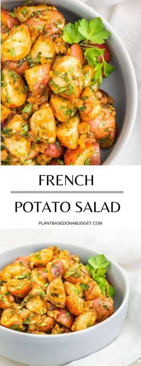 French Potato Salad French Potato Salad, Vegan Board, Budget Vegan, Herb Vinaigrette, French Potatoes, Vegan French, Quick Vegan, Summer Side Dish, Vegan Salads