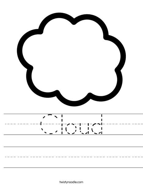 Cloud Worksheet - Twisty Noodle Cloud Worksheet, Toddler Teacher, Twisty Noodle, Weather Theme, Visual Schedules, Color Sheets, Purple Rooms, Preschool Songs, Handwriting Worksheets