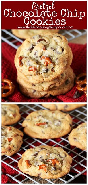 Chocolate Pretzel Cookies, Pretzel Chocolate Chip Cookies, Caramel Pretzel Cookies, Chocolate Chip Marshmallow, The Kitchen Is My Playground, Pretzel Chocolate, Amazing Cookie Recipes, Pretzel Cookies, Caramel Pretzels